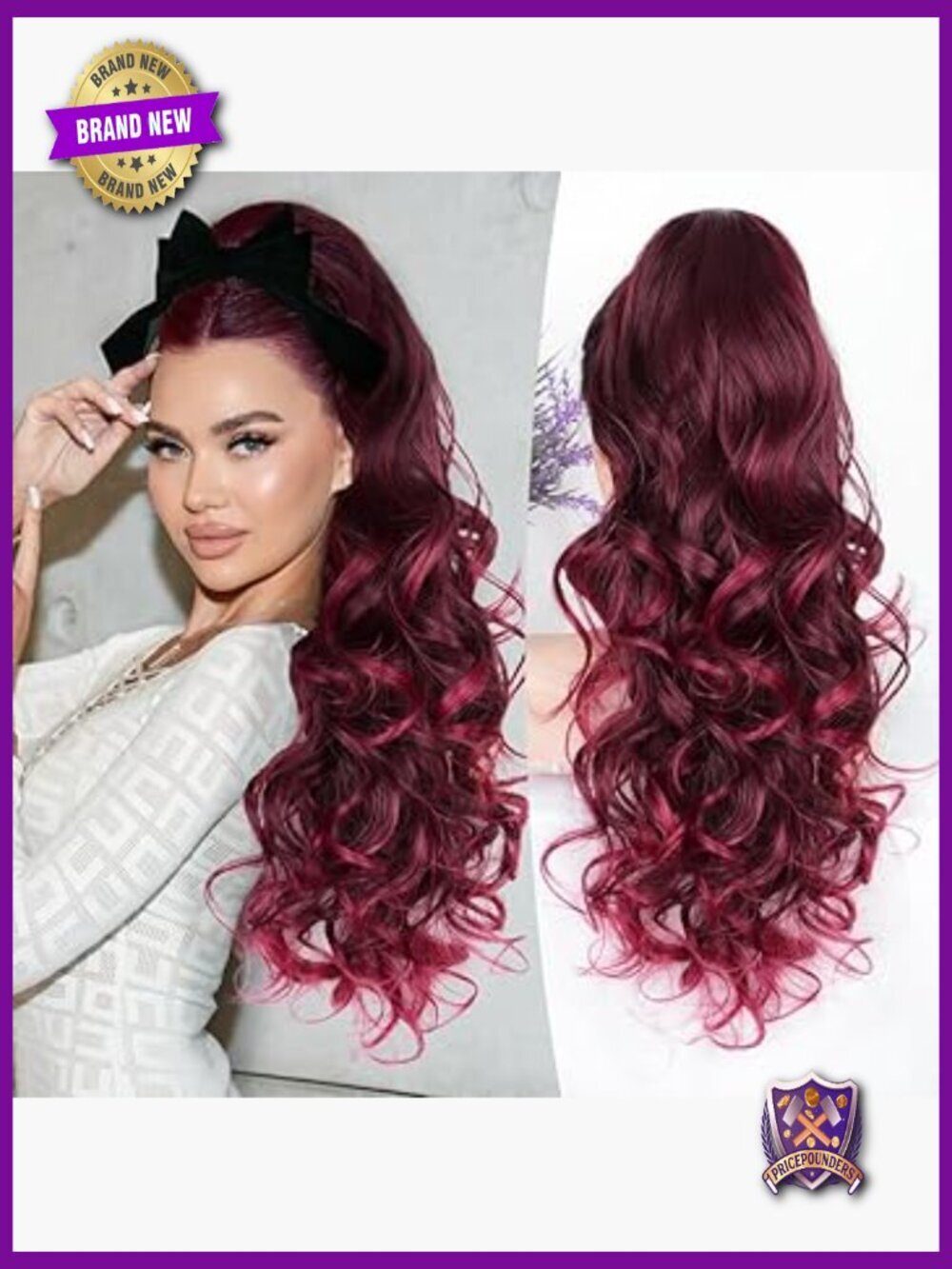 24 Inch Wavy Ponytail Extension Claw Clip on Hairpiece for Women